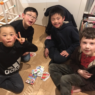 Playing games with friends in Japan
